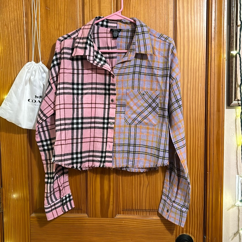rue21 half and half cropped flannel